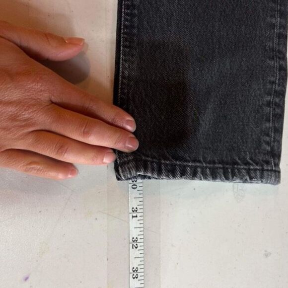 Re/Done Women's Whiskered Cotton Blended Straight Jeans Black Size 26 - Picture 9 of 9